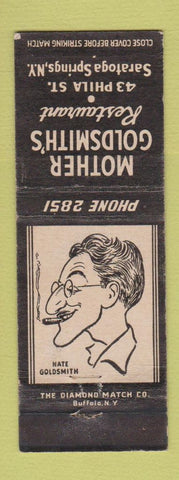 Matchbook Cover - Mother Goldsmith's Restaurant Saratoga Springs NY