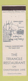 Matchbook Cover Triangle Restaurant Chautauqua Lake NY Cuban Sandwiches Ashville