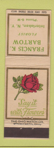 Matchbook Cover - Francis Bartow Florist Flowers Interlaken NY