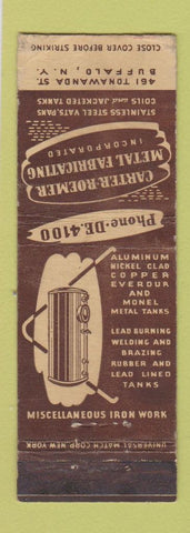 Matchbook Cover - Carter Roemer Metal Fabricating Buffalo NY WEAR