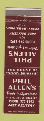 Matchbook Cover - Phil Allen's Liquor Store Olean NY