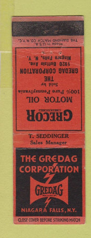 Matchbook Cover - Grecor Motor Oil Naigara Falls NY WORN