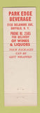 Matchbook Cover - Delaware Park Shopping Centre Buffalo NY Park Edge Liquor