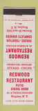 Matchbook Cover - Redwood Restaurant Naples NY