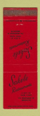 Matchbook Cover - Sakele Restaurants Brooklyn NY