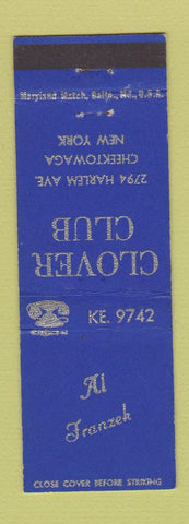 Matchbook Cover - Clover Club Cheektowaga NY