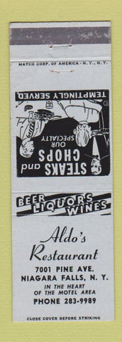 Matchbook Cover - Aldo's Restaurant Niagara Falls NY