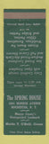 Matchbook Cover - The Spring House Rochester NY