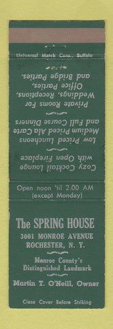 Matchbook Cover - The Spring House Rochester NY