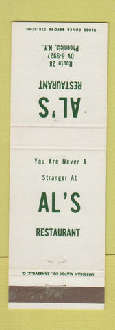 Matchbook Cover - Al's Restaurant Phoenicia NY