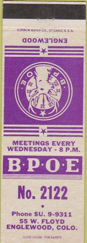 Matchbook Cover - Matchbook Cover Elks Club Englewood CO