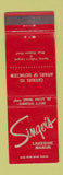 Matchbook Cover - Singer's Lakeside Manor Spring Valley NY
