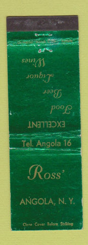 Matchbook Cover - Ross' Restaurant Angola NY low phone # WEAR
