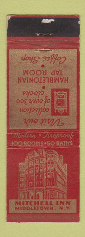 Matchbook Cover - Mitchell Inn Middletown NY WORN