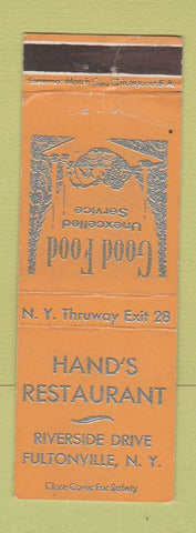 Matchbook Cover - Hand's Restaurant Fultonville NY