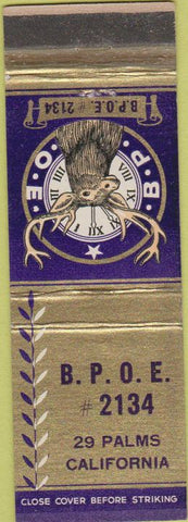Matchbook Cover - Matchbook Cover Elks Club 29 Palms CA