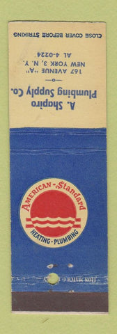 Matchbook Cover - American Standard Heating Plumbing A Shapiro New York City