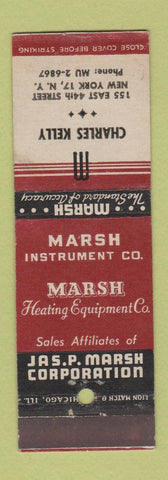 Matchbook Cover - Jas Marsh Corp Heating Instrument Charles Kelly New York City