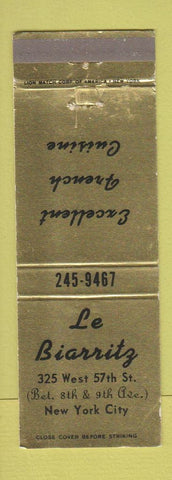 Matchbook Cover - Le Biarritz Restaurant French New York City