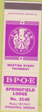 Matchbook Cover - Matchbook Cover Elks Club Springfield OR