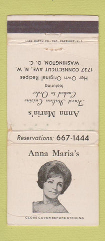 Matchbook Cover - Anna Maria's Restaurant Italian Washington DC WORN 30 Strike