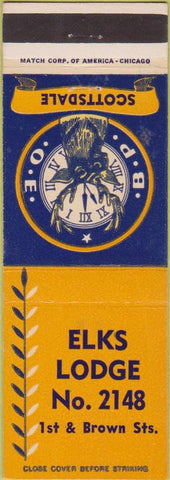Matchbook Cover - Matchbook Cover Elks Club Scottsdale AZ