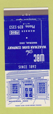 Matchbook Cover - WBC Wakeman Bank Wakeman OH 30 Strike