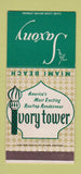 Matchbook Cover - The Saxony Miami Beach FL hotel Ivory Tower 30 Strike
