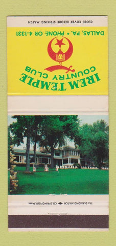 Matchbook Cover - Irem Temple Country Club Shriners Dallas PA 30 Strike