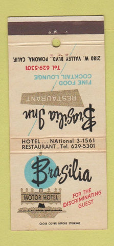 Matchbook Cover - Brasilia Inn Motor Hotel Pomona CA 30 Strike