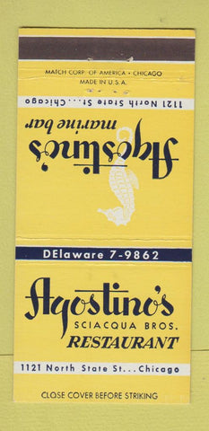 Matchbook Cover - Agostino's Restaurant Chicago IL seahorse 30 Strike