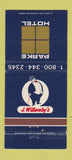Matchbook Cover - Parke Hotel J Willowby's Columbus Canton OH WEAR 30 Strike