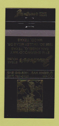 Matchbook Cover - Zentner's Steak House San Angelo Waco TX 30 Strike
