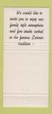 Matchbook Cover - Zentner's Steak House San Angelo Waco TX 30 Strike