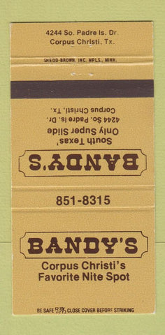 Matchbook Cover - Bandy's Corpus Christi TX 30 Strike