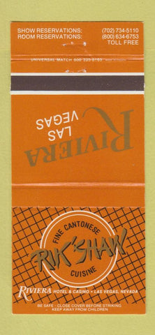 Matchbook Cover - Riviera Casino Las Vegas NV Rik Shaw Chinese 30 Strike
