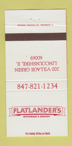 Matchbook Cover - Flatlander's Restaurant Lincolnshire IL 30 Strike