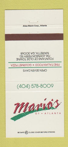 Matchbook Cover - Mario's of Atlanta GA Marietta  30 Strike
