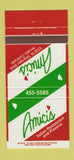 Matchbook Cover - Amici's Italian Restaurant Pizza Arvada Colorado 30 Strike
