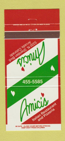 Matchbook Cover - Amici's Italian Restaurant Pizza Arvada Colorado 30 Strike