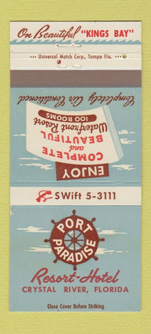 Matchbook Cover - Port Paradise Resort Hotel Crystal River FL 30 Strike