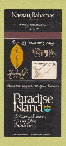 Matchbook Cover - Paradise Island Nassau Bahamas 30 Strike