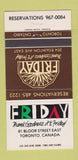 Matchbook Cover - Friday Toronto ON 30 Strike