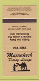 Matchbook Cover - Marrakech Dining Lounge Ottawa ON Morrocan 30 Strike
