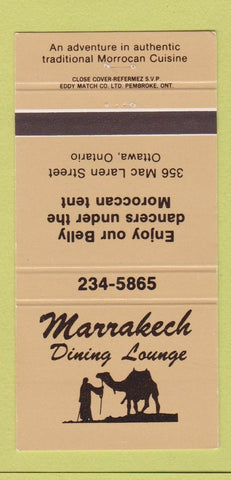Matchbook Cover - Marrakech Dining Lounge Ottawa ON Morrocan 30 Strike