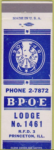 Matchbook Cover - Matchbook Cover Elks Club Princeton IL