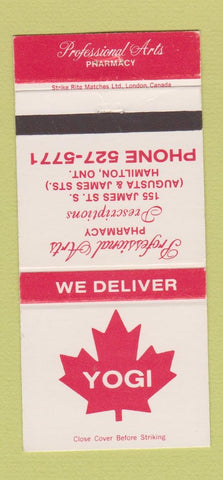Matchbook Cover - Yogi Drug Hamilton ON 30 Strike
