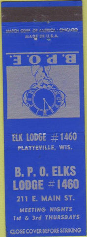 Matchbook Cover - Matchbook Cover Elks Club Platteville WI
