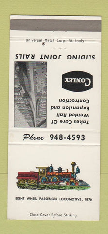 Matchbook Cover - Conley Sliding Joint Rails Railroad Memphis TN  30 Strike