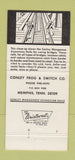 Matchbook Cover - Conley Sliding Joint Rails Railroad Memphis TN  30 Strike